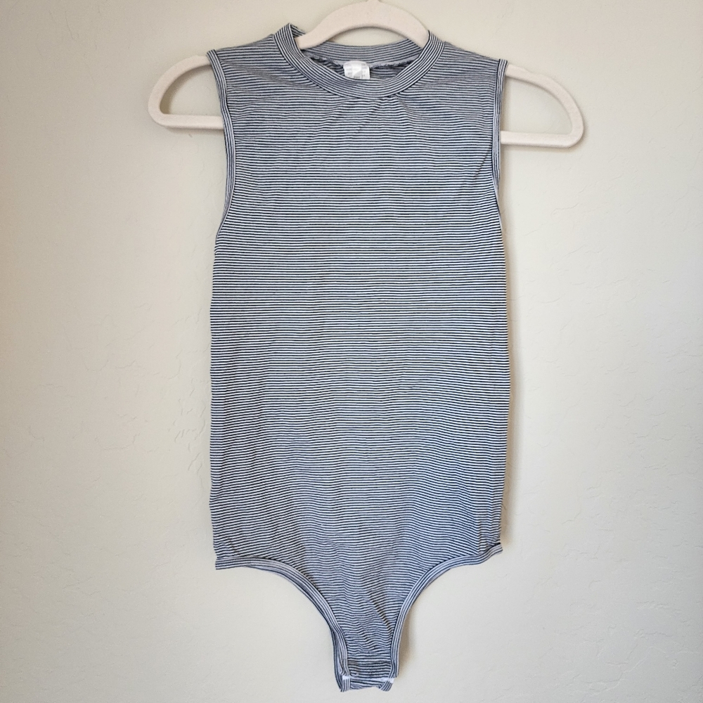Black and White Striped One Piece
